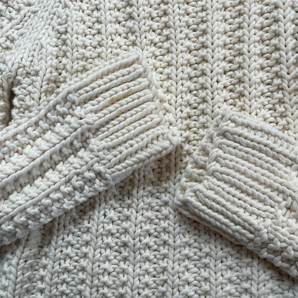 J. Crew Hand Knit Chunky Knit Ivory Sweater Womens Small - Picture 2 of 4